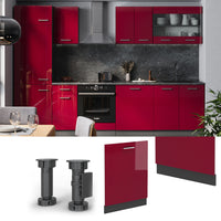 Vicco Pannello frontale della lavastoviglie Rosso lucido 60 cm , PL Rovere