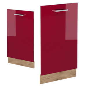 Vicco Pannello frontale della lavastoviglie Rosso lucido 45 cm , PL Rovere