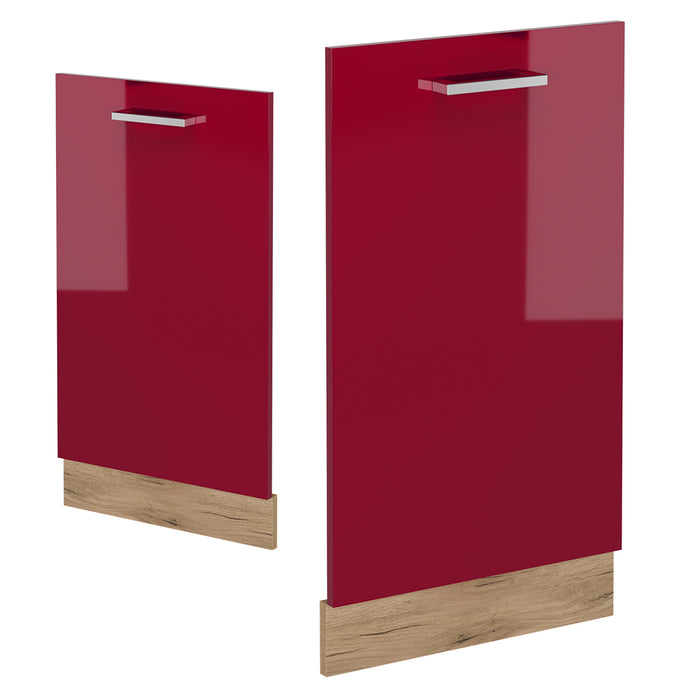 Vicco Pannello frontale della lavastoviglie Rosso lucido 45 cm , PL Rovere