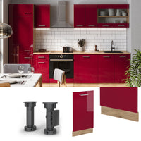 Vicco Pannello frontale della lavastoviglie Rosso lucido 45 cm , PL Rovere