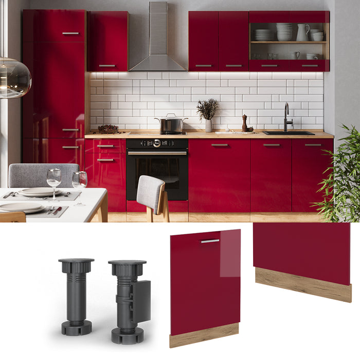 Vicco Pannello frontale della lavastoviglie Rosso lucido 60 cm , PL Antracite