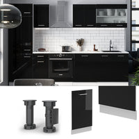 Vicco Pannello frontale della lavastoviglie Nero lucido 45 cm , PL Rovere