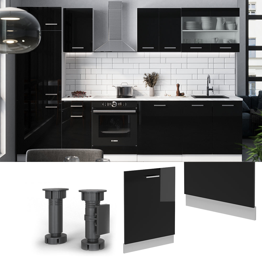 Vicco Pannello frontale della lavastoviglie Nero lucido 60 cm , PL Marmo