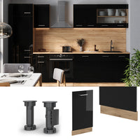 Vicco Pannello frontale della lavastoviglie Nero lucido 45 cm , PL Rovere