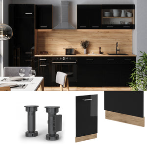 Vicco Pannello frontale della lavastoviglie Nero lucido 45 cm senza piano di lavoro