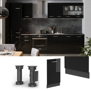 Vicco Pannello frontale della lavastoviglie Nero lucido 45 cm , PL Marmo