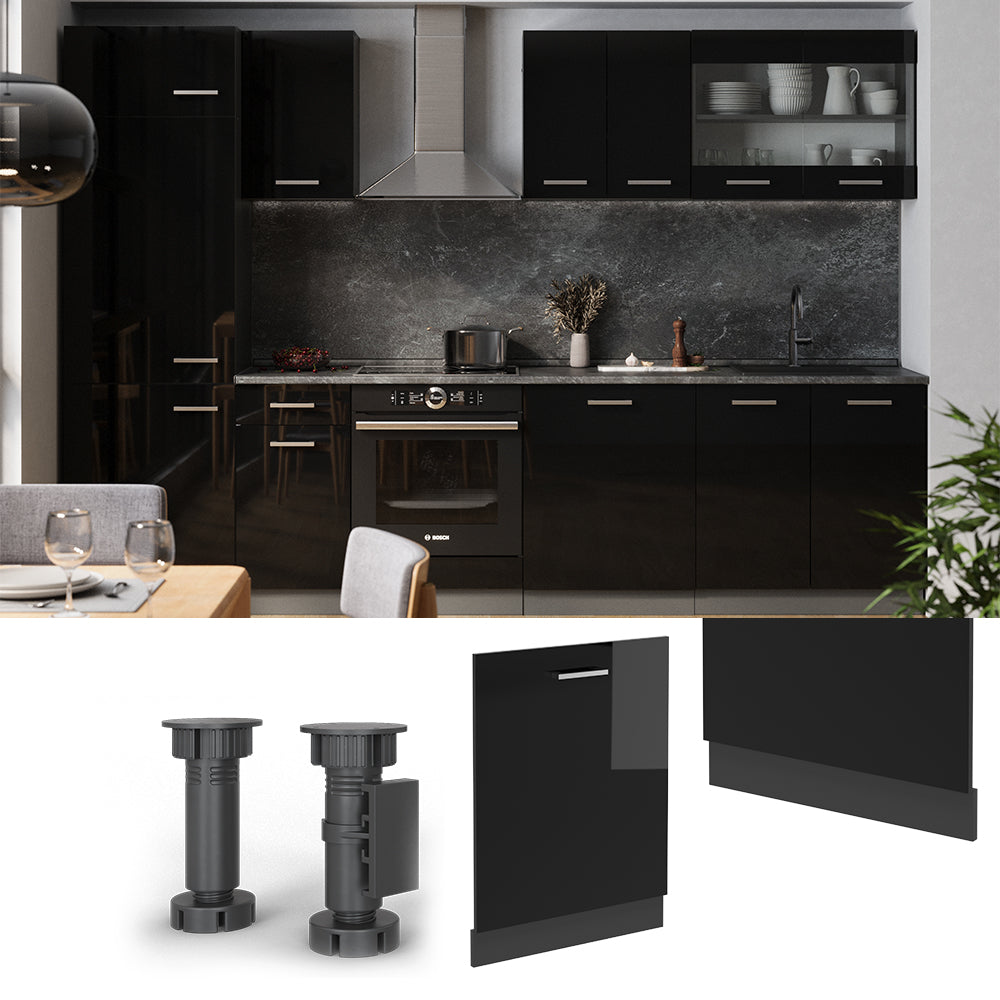 Vicco Pannello frontale della lavastoviglie Nero lucido 60 cm senza piano di lavoro