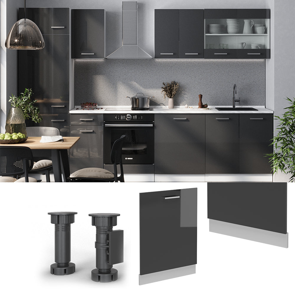 Vicco Coperchio per lavastoviglie Antracite lucido 60 cm senza piano di lavoro