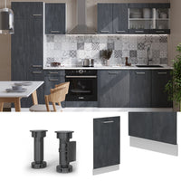 Vicco Pannello frontale della lavastoviglie Calcestruzzo nero 45 cm senza piano di lavoro