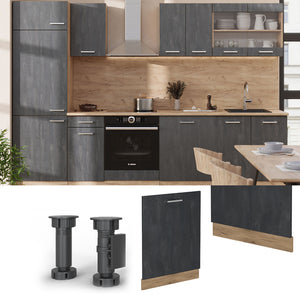 Vicco Pannello frontale della lavastoviglie Calcestruzzo nero 60 cm , PL Marmo