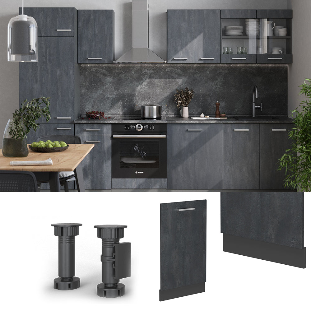 Vicco Pannello frontale della lavastoviglie Calcestruzzo nero 45 cm , PL Marmo