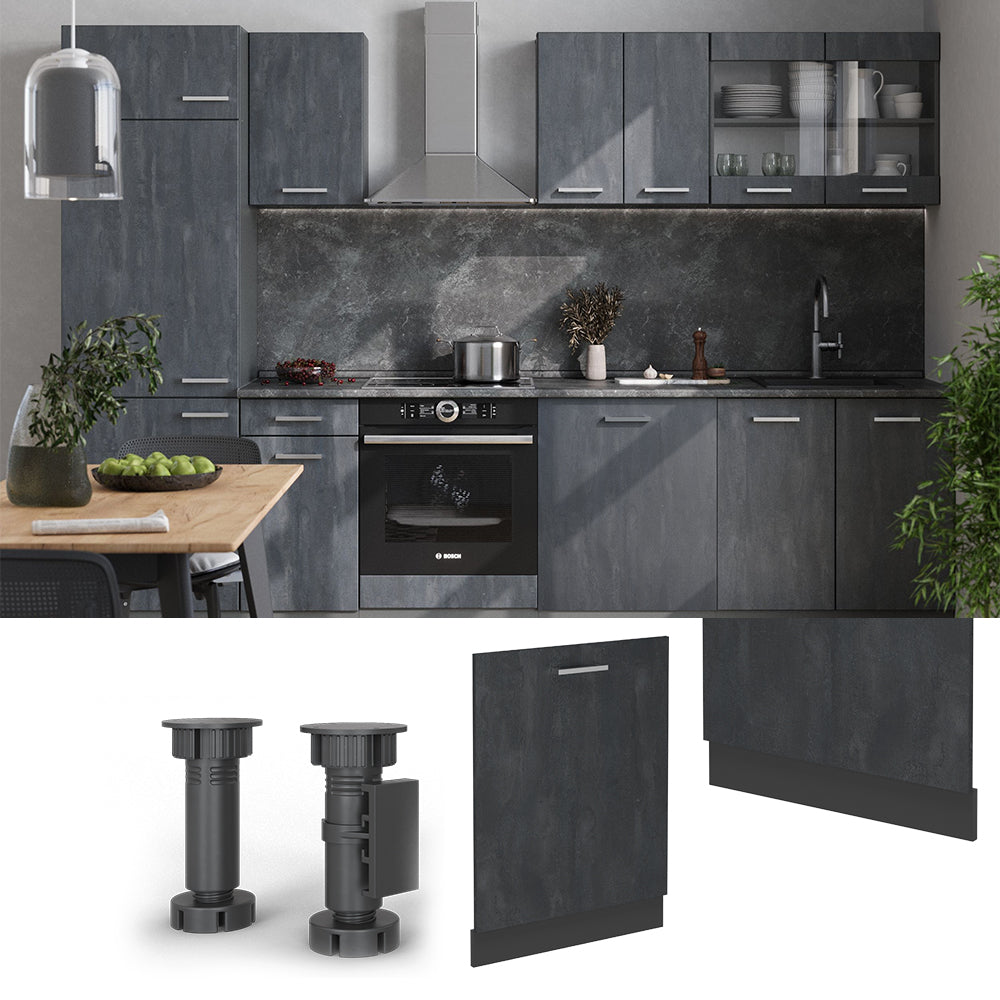 Vicco Pannello frontale della lavastoviglie Calcestruzzo nero 60 cm senza piano di lavoro