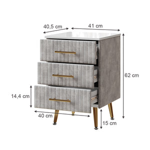 Vicco Comodino Grigio 41 x 62 cm con 3 cassetti