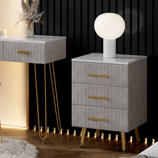 Vicco Comodino Grigio 41 x 62 cm con 3 cassetti