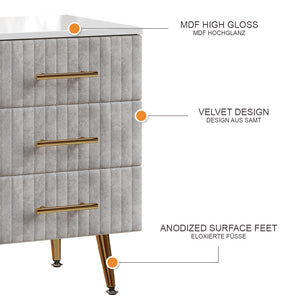 Vicco Comodino Grigio 41 x 62 cm con 3 cassetti