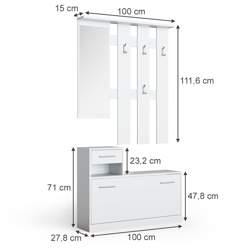 Vicco Appendiabiti Bianco 100 x 111.6 cm