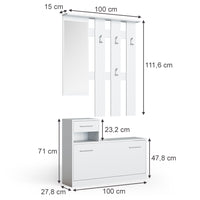 Vicco Appendiabiti Bianco 100 x 111.6 cm