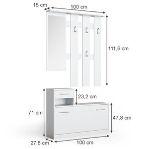 Vicco Appendiabiti Bianco 100 x 111.6 cm