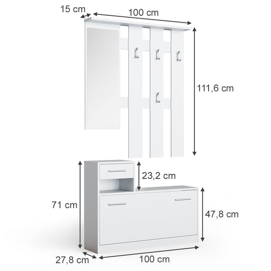 Vicco Appendiabiti Bianco 100 x 111.6 cm
