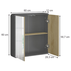 Vicco Armadio a specchio per il bagno Antracite 60 x 60 cm