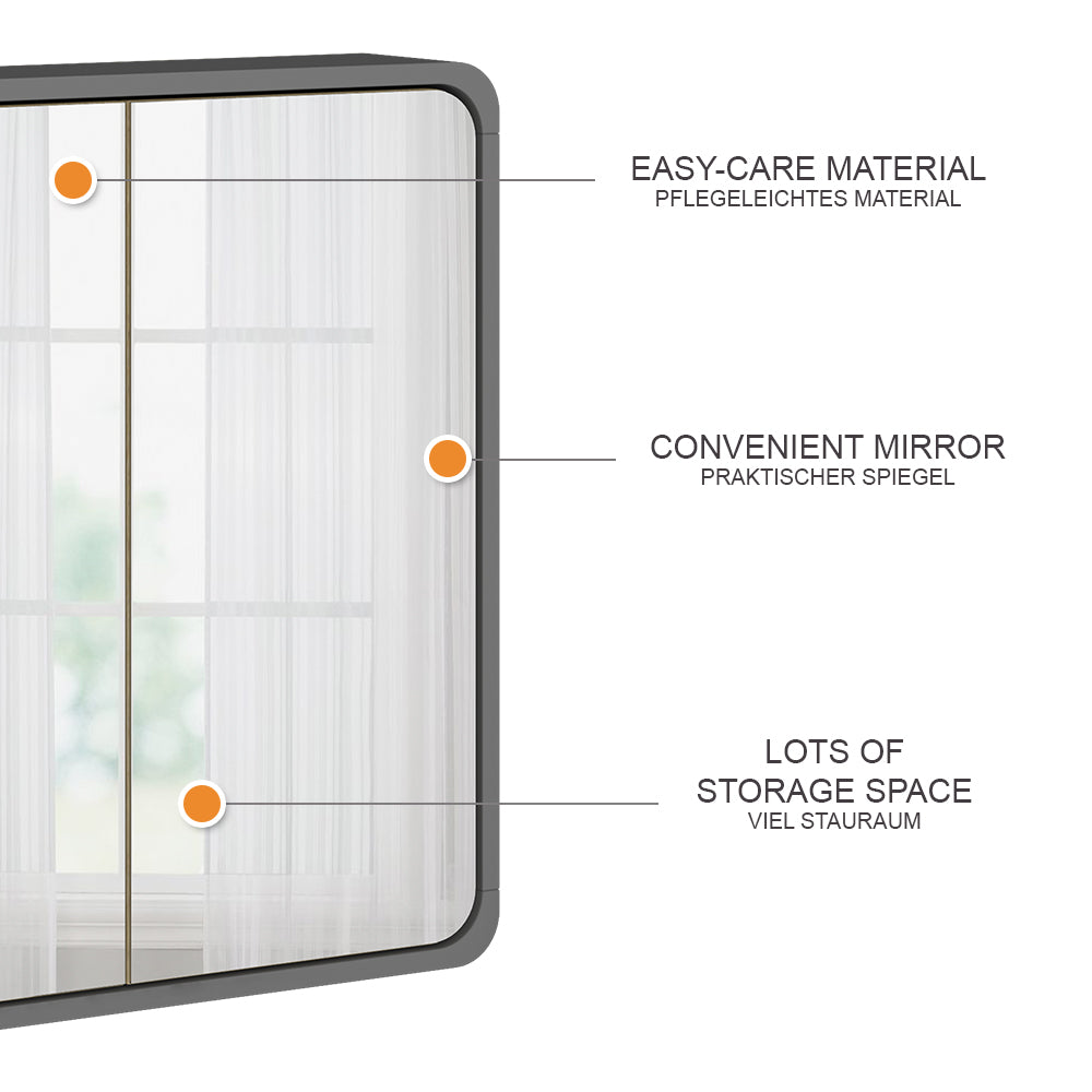 Vicco Armadio a specchio per il bagno Antracite 60 x 60 cm