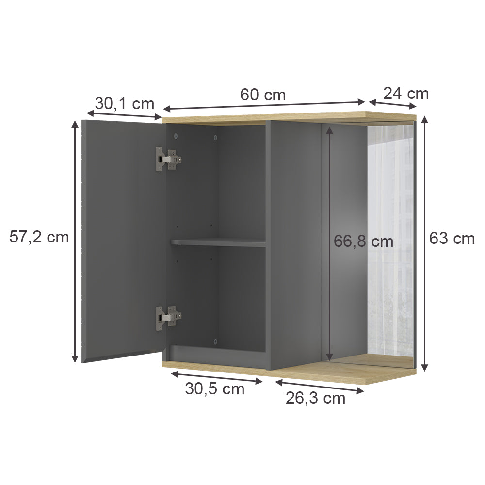 Vicco Specchio da bagno Antracite 60 x 63 cm