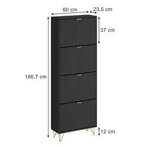 Vicco Mobile porta scarpe Nero 60 x 166.7 cm 4 scomparti