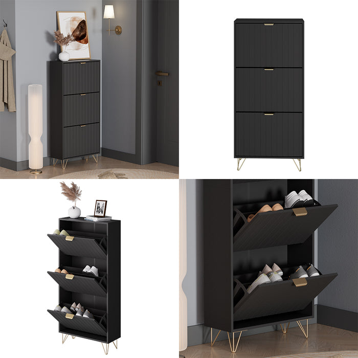 Vicco Armadio per le scarpe Nero 60 x 128.5 cm 3 scomparti