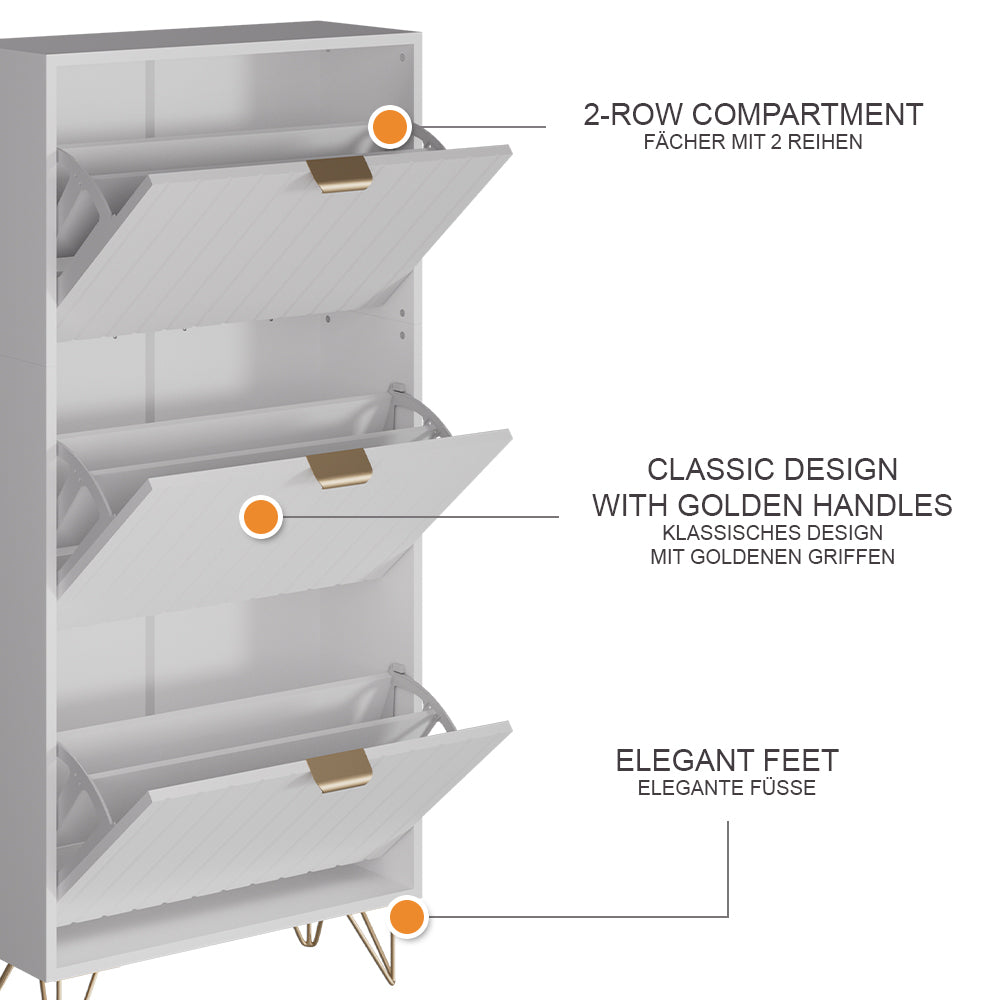 Vicco Armadio per le scarpe Bianco 60 x 128.5 cm 3 scomparti