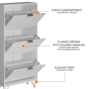 Vicco Armadio per le scarpe Bianco 60 x 128.5 cm 3 scomparti