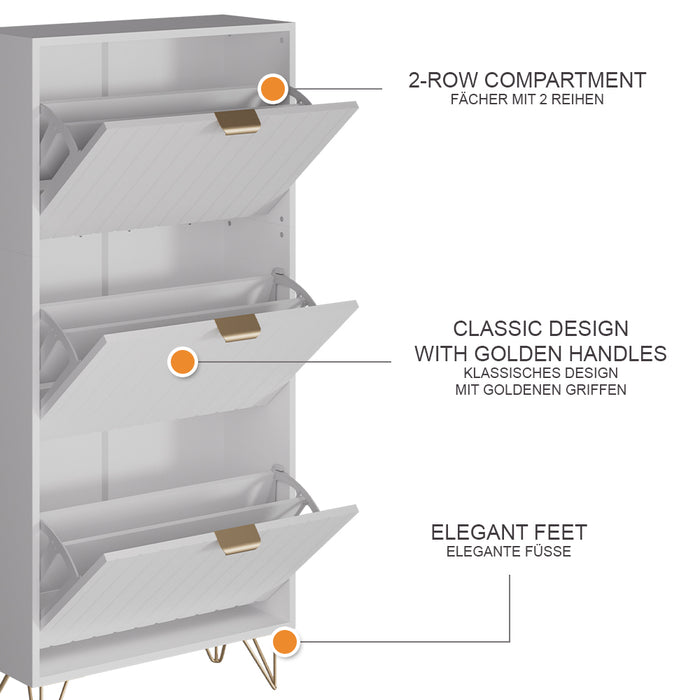 Vicco Armadio per le scarpe Bianco 60 x 128.5 cm 3 scomparti