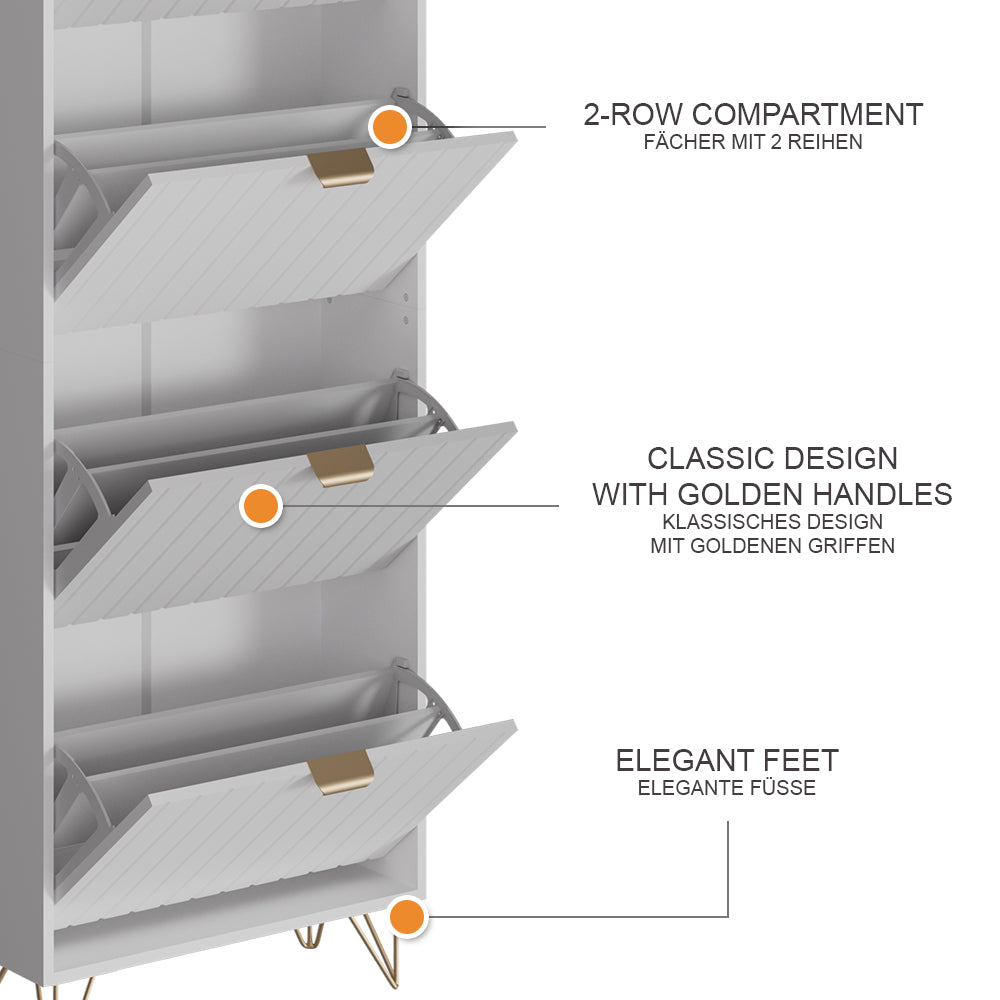 Vicco Mobile porta scarpe Bianco 60 x 166.7 cm 4 scomparti