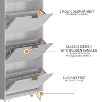 Vicco Mobile porta scarpe Bianco 60 x 166.7 cm 4 scomparti