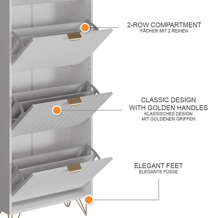 Vicco Mobile porta scarpe Bianco 60 x 166.7 cm 4 scomparti
