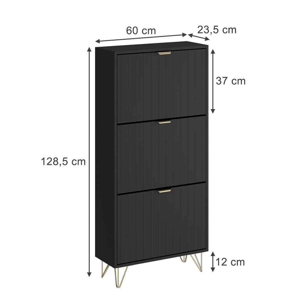 Vicco Armadio per le scarpe Nero 60 x 128.5 cm 3 scomparti