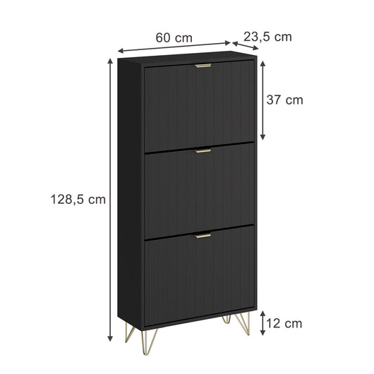 Vicco Armadio per le scarpe Nero 60 x 128.5 cm 3 scomparti