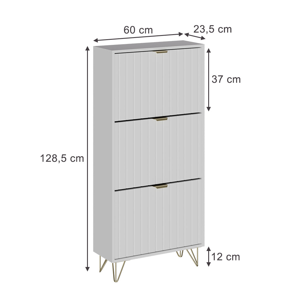 Vicco Armadio per le scarpe Bianco 60 x 128.5 cm 3 scomparti