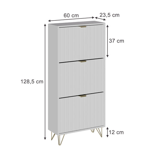 Vicco Armadio per le scarpe Bianco 60 x 128.5 cm 3 scomparti