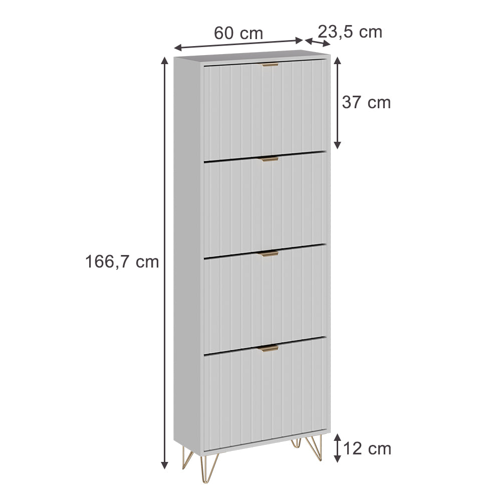 Vicco Mobile porta scarpe Bianco 60 x 166.7 cm 4 scomparti