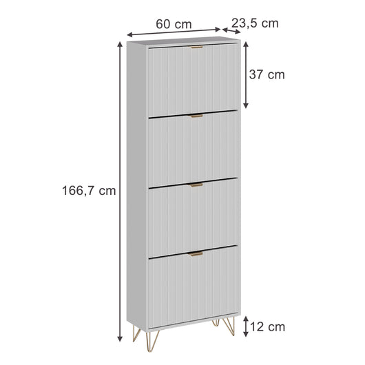 Vicco Mobile porta scarpe Bianco 60 x 166.7 cm 4 scomparti