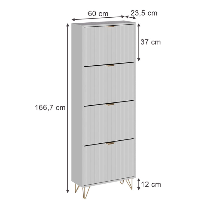 Vicco Mobile porta scarpe Bianco 60 x 166.7 cm 4 scomparti