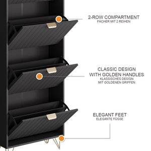 Vicco Mobile porta scarpe Nero 60 x 166.7 cm 4 scomparti