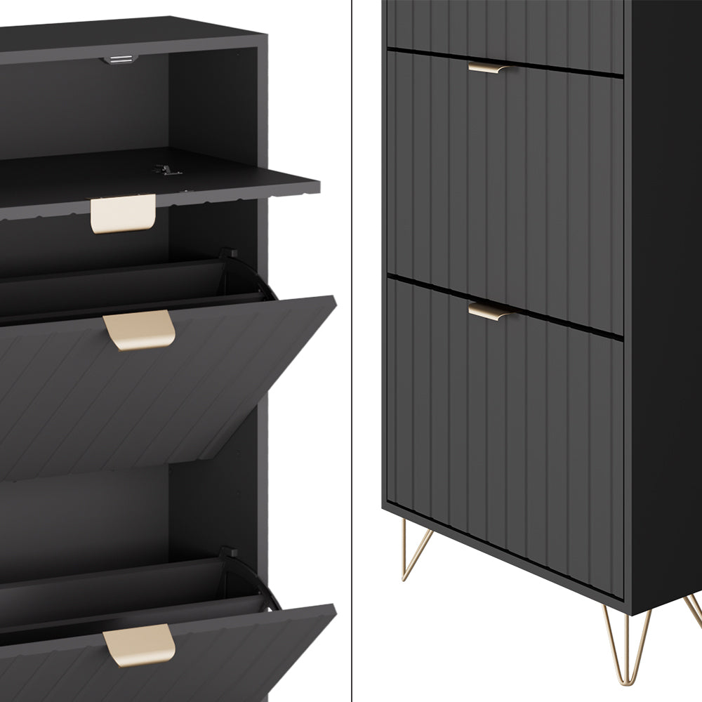 Vicco Mobile porta scarpe Nero 60 x 145 cm 3 scomparti