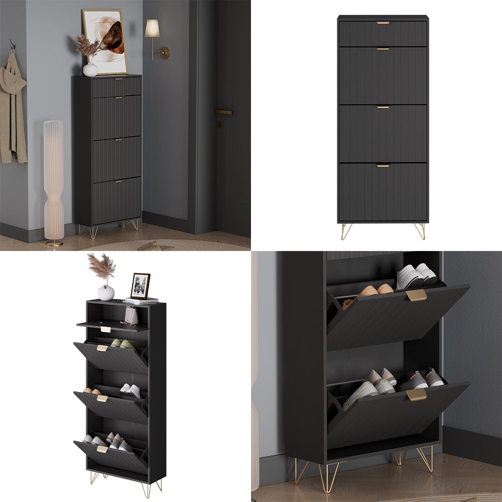 Vicco Mobile porta scarpe Nero 60 x 145 cm 3 scomparti