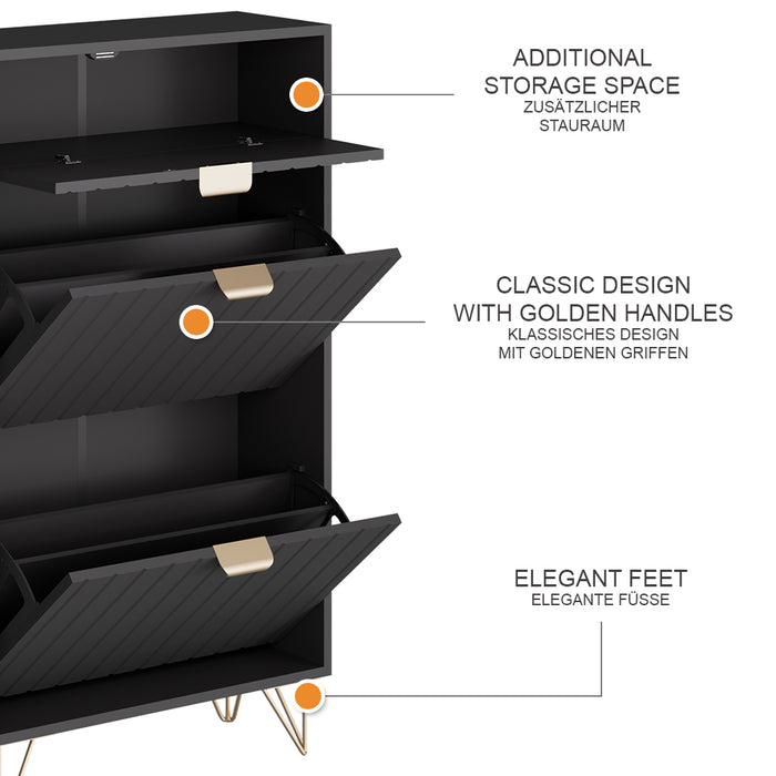 Vicco Mobile porta scarpe Nero 60 x 107.5 cm 2 scomparti