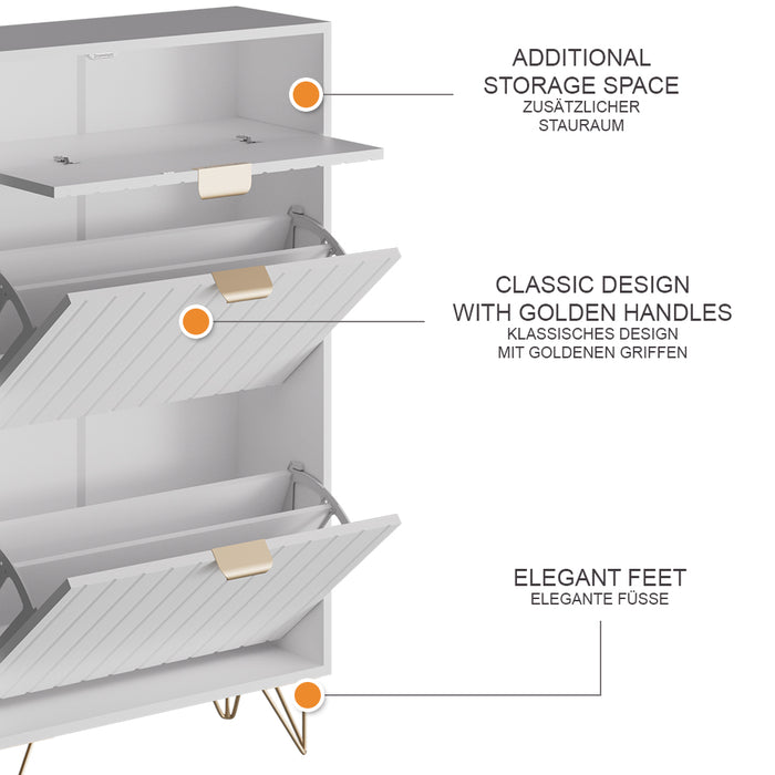 Vicco Mobile porta scarpe Bianco 60 x 107.5 cm 2 scomparti