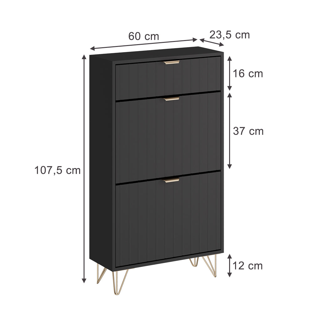 Vicco Mobile porta scarpe Nero 60 x 107.5 cm 2 scomparti