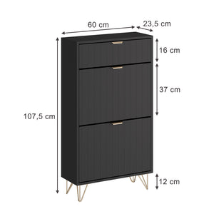 Vicco Mobile porta scarpe Nero 60 x 107.5 cm 2 scomparti