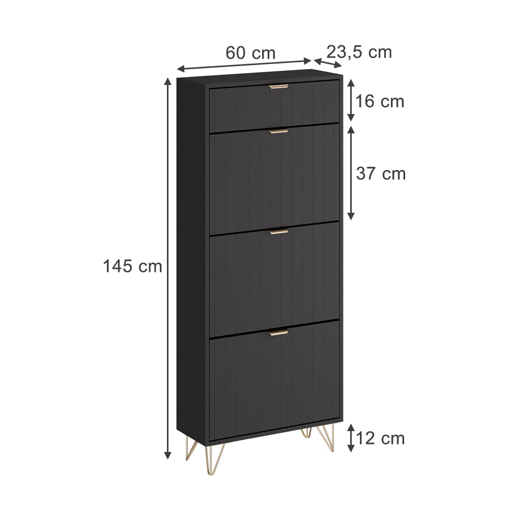 Vicco Mobile porta scarpe Nero 60 x 145 cm 3 scomparti