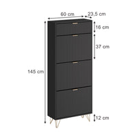 Vicco Mobile porta scarpe Nero 60 x 145 cm 3 scomparti